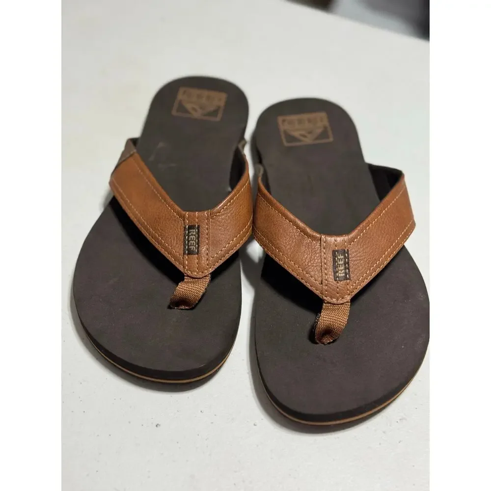 REEF Newport Vegan Leather  Brown Flip Flop Size 8